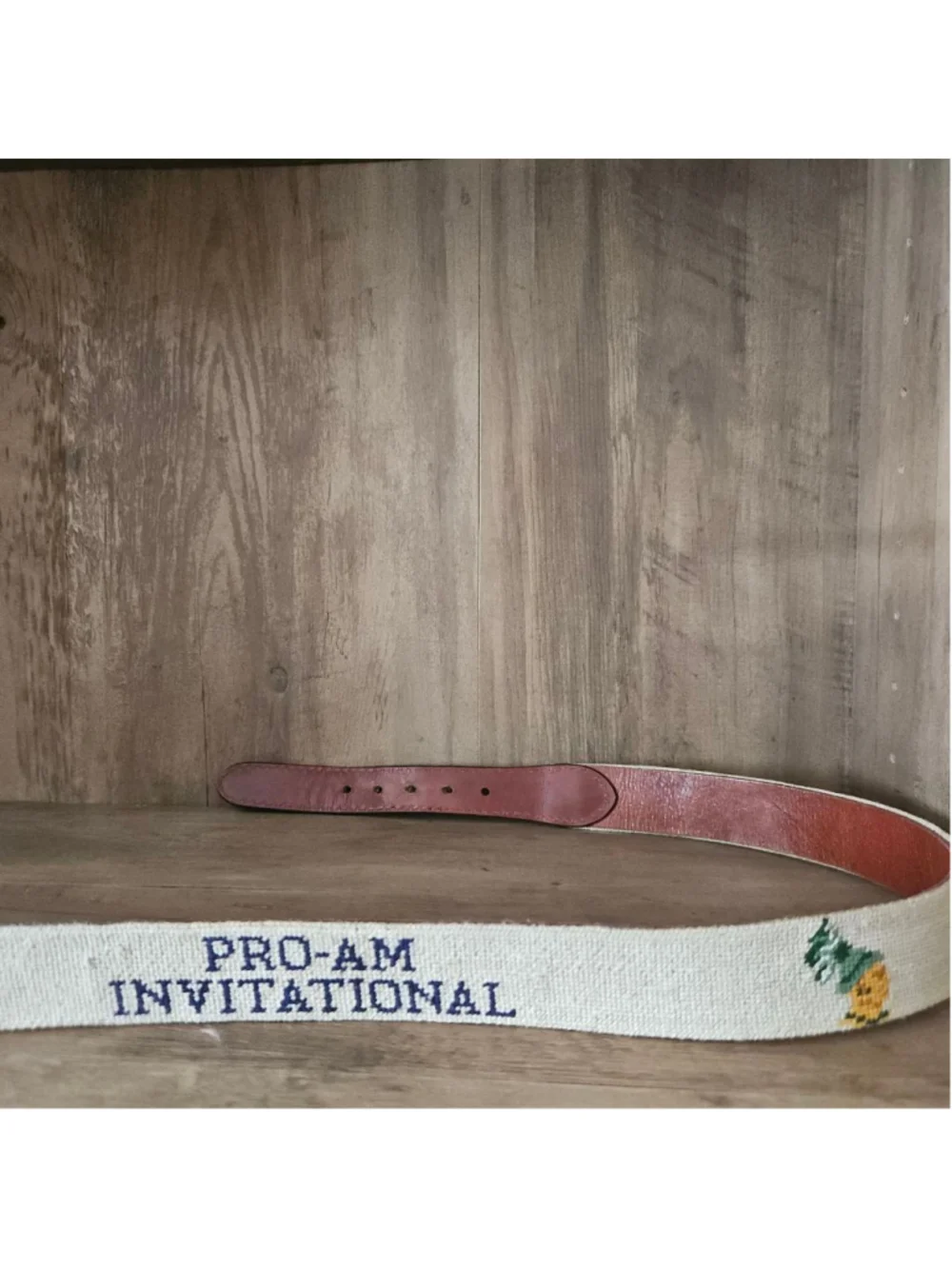 Smathers & Branson Needlepoint Leather Brass Pro-Am Invitational Golf Belt 40 US